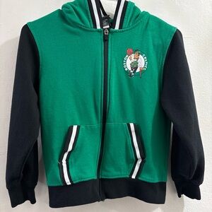 NBA Boston Celtics Kids Green and Black Basketball Hoodie Varsity Jacket